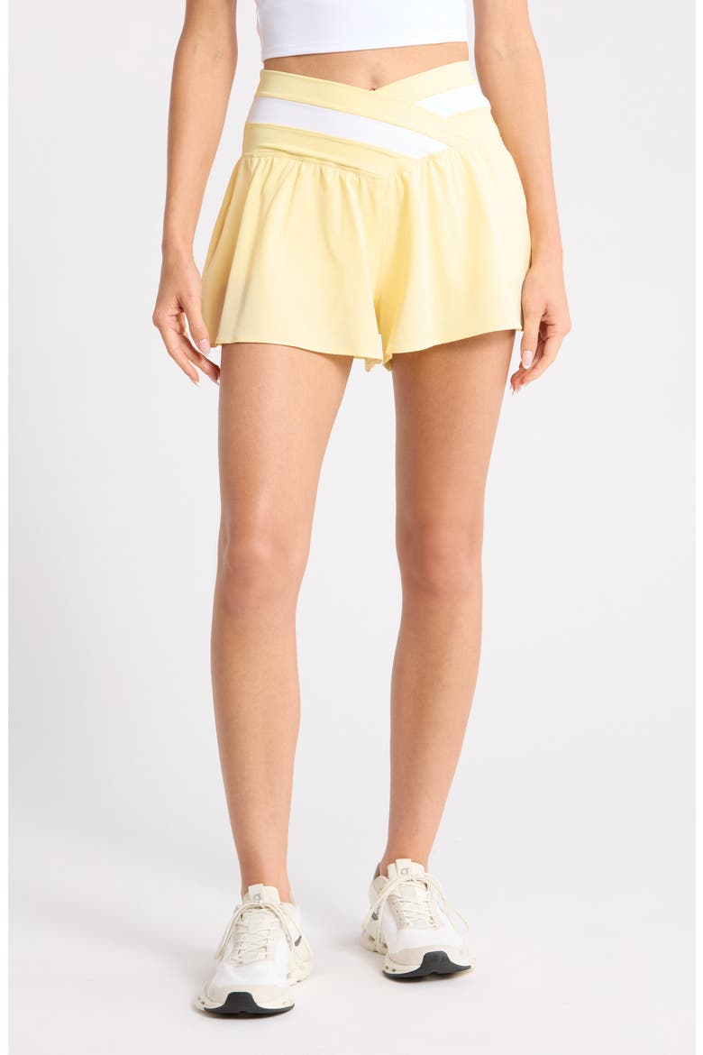 Lux Fiona Lightstreme Hybrid Crossover Waist Shorts, Main, color, DAFFODIL