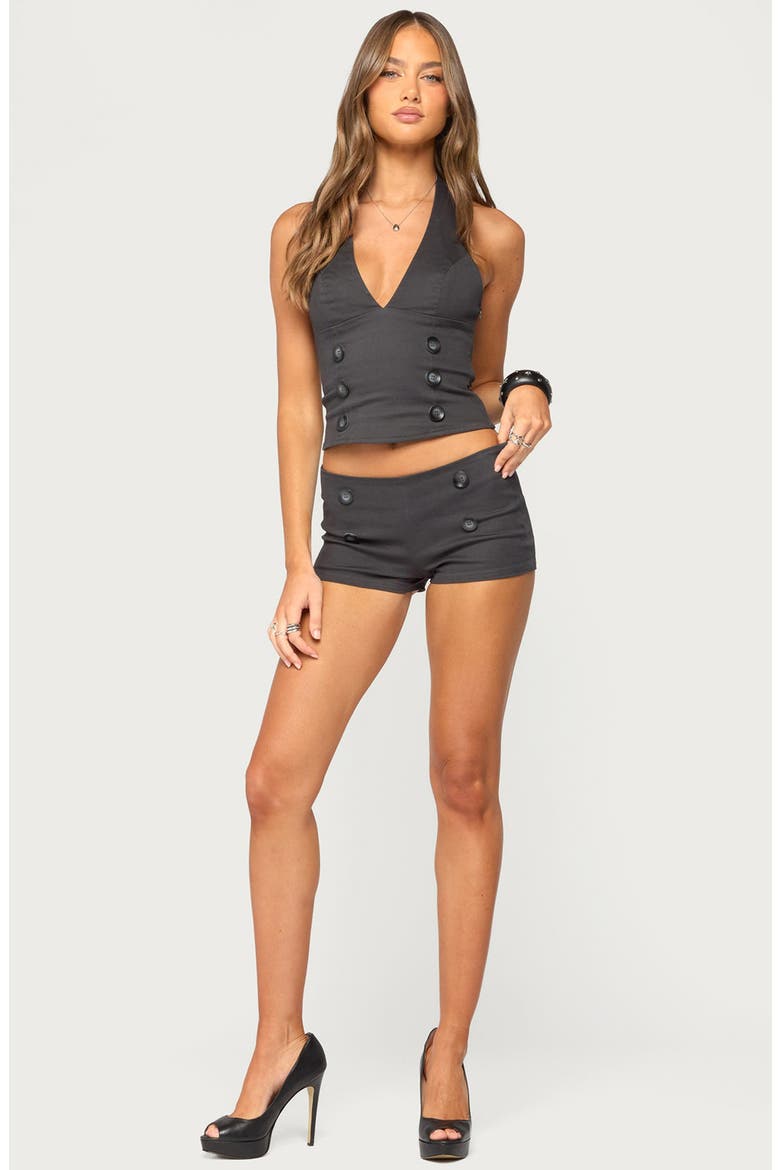 Leala Button Micro Shorts, Alternate, color, DARK-GRAY