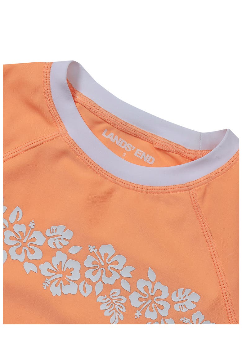 Girls Chlorine Resistant Short Sleeve Rash Guard 3 Piece Swimsuit Set, Alternate, color, Surf/Orange