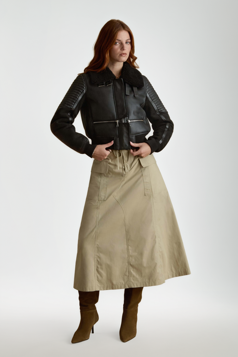 Lucinda Sheepskin Jacket, Alternate, color, Black