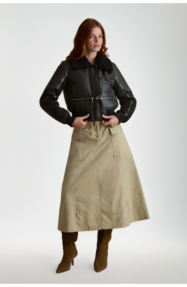 Furniq UK Lucinda Sheepskin Jacket, Alternate, color, Black