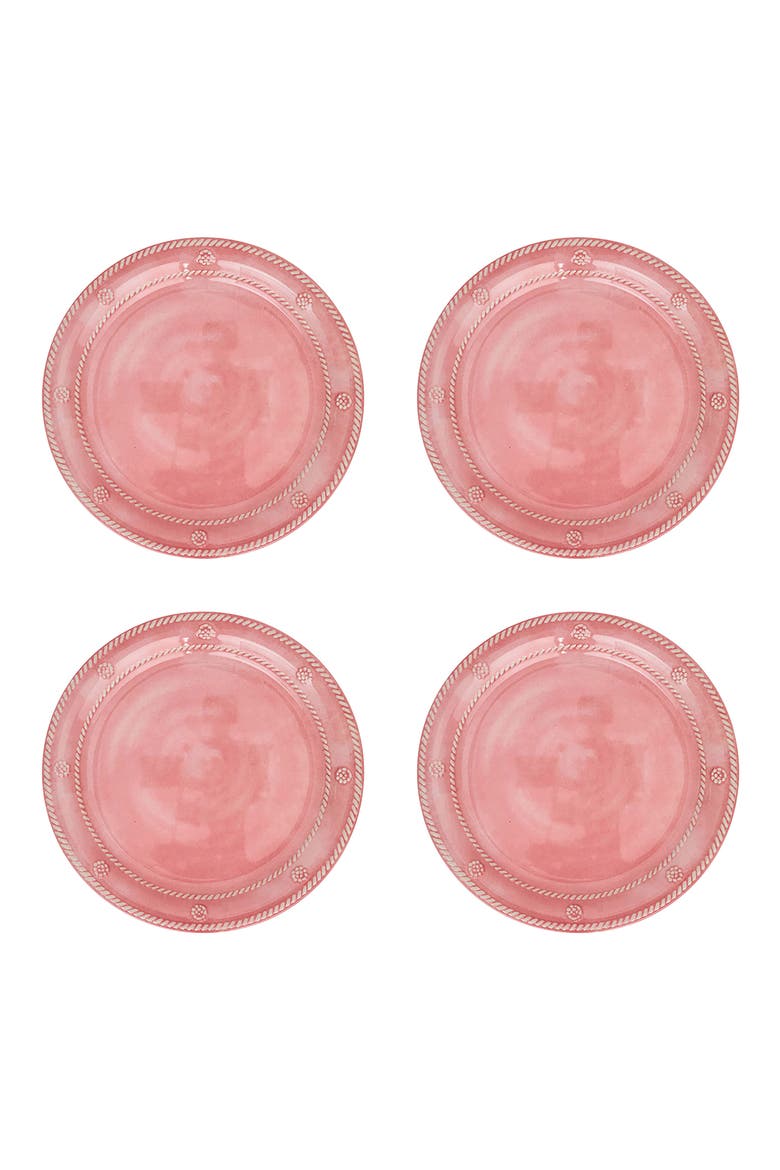 Berry & Thread Set of 4 Melamine Dessert Plates, Main, color, CORAL