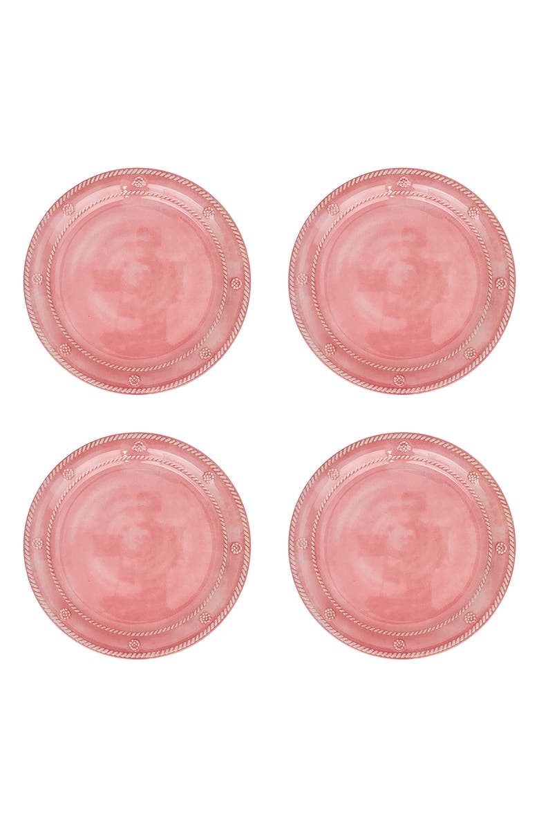 Juliska Berry & Thread Set of 4 Melamine Dessert Plates, Main, color, Coral