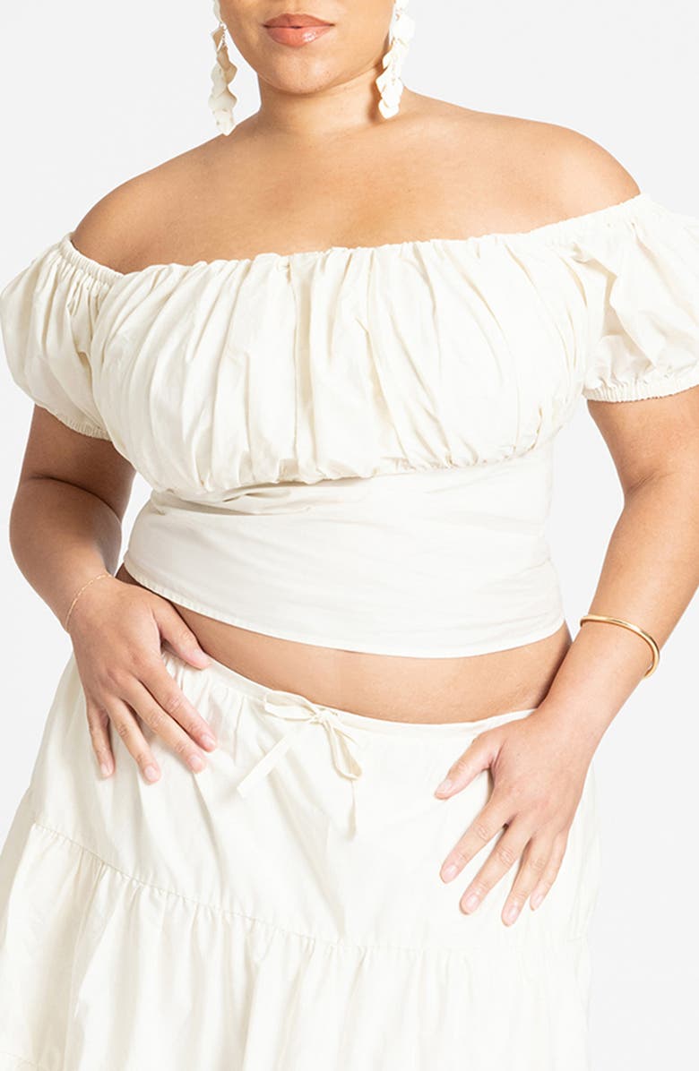 ELOQUII Off the Shoulder Cotton Top, Main, color, Tofu