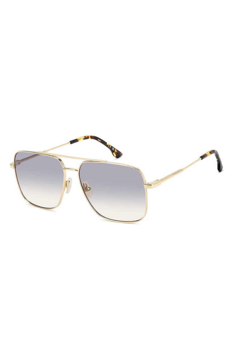 Victoria Beckham Navigator 57mm Aviator Sunglasses, Alternate, color, Gold/ Blue Sf Ar
