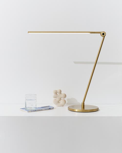 Brightech Libra 39" Dimmable Led Modern Desk Lamp With Usb Port And Adjustable Lamp Head In Brass