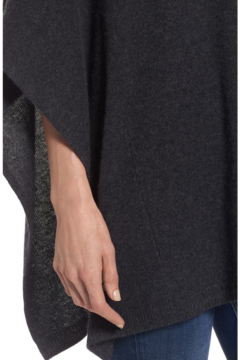 Halogen Cashmere Poncho, Alternate, color, GREY DARK CHARCOAL HTHR