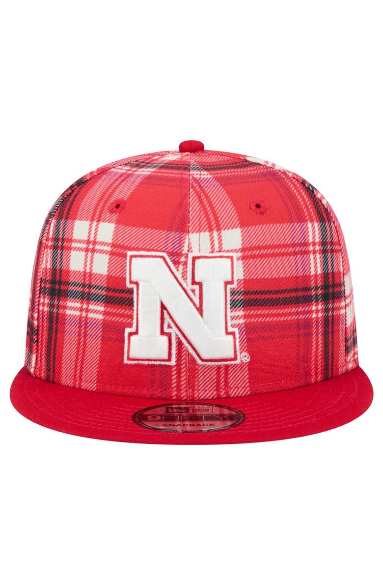 New Era Men's New Era Scarlet Nebraska Huskers Plaid 9FIFTY Snapback Hat, Alternate, color, 