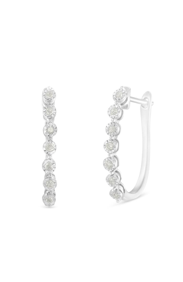 Haus of Brilliance Silver 1/2 Ct Miracle-Set Diamond 7 Stone Hoop Earrings, Main, color, White