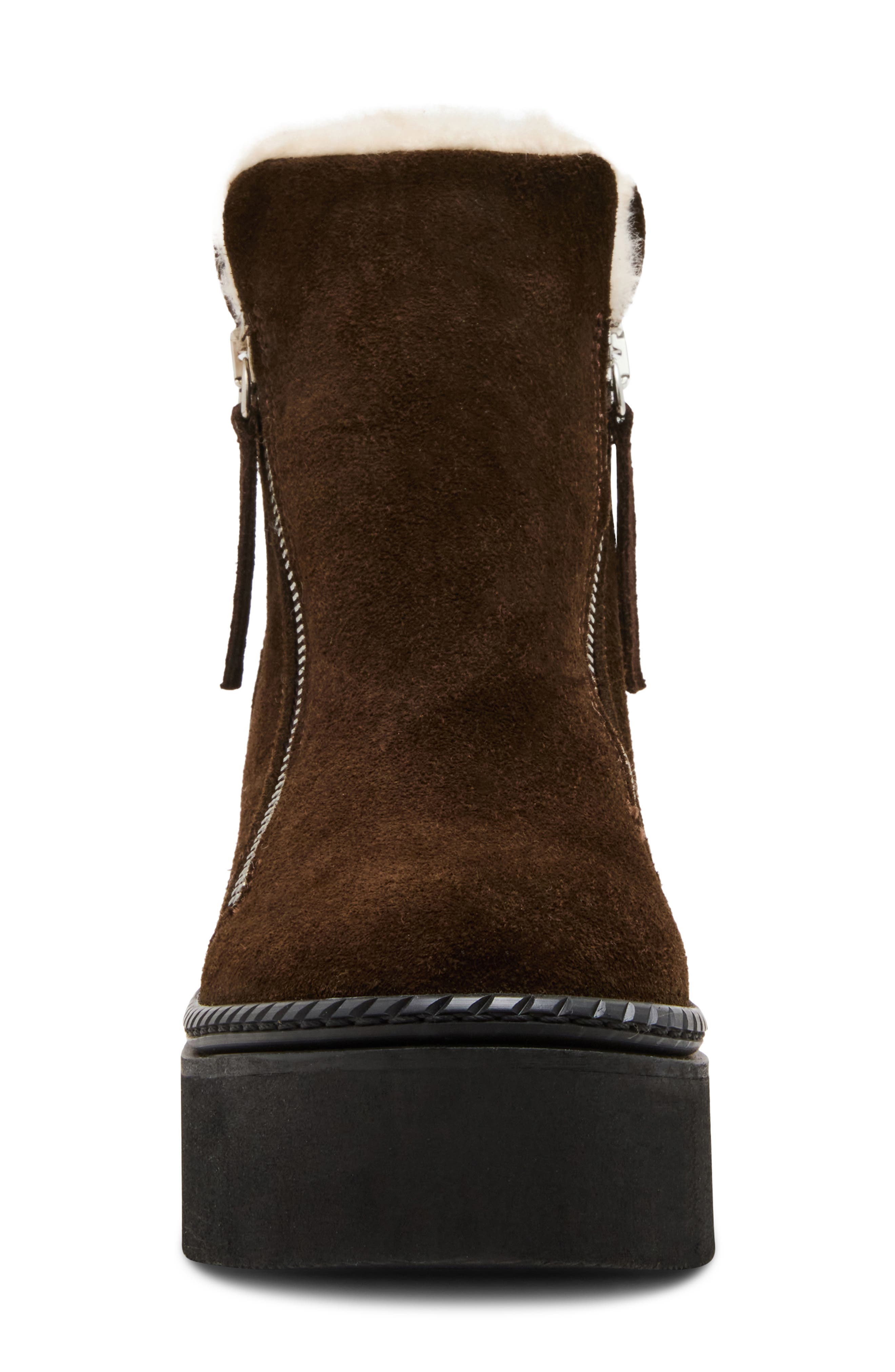 Steve Madden Drift Platform Genuine Shearling Lined Wedge Bootie, Alternate, color, Brown Suede