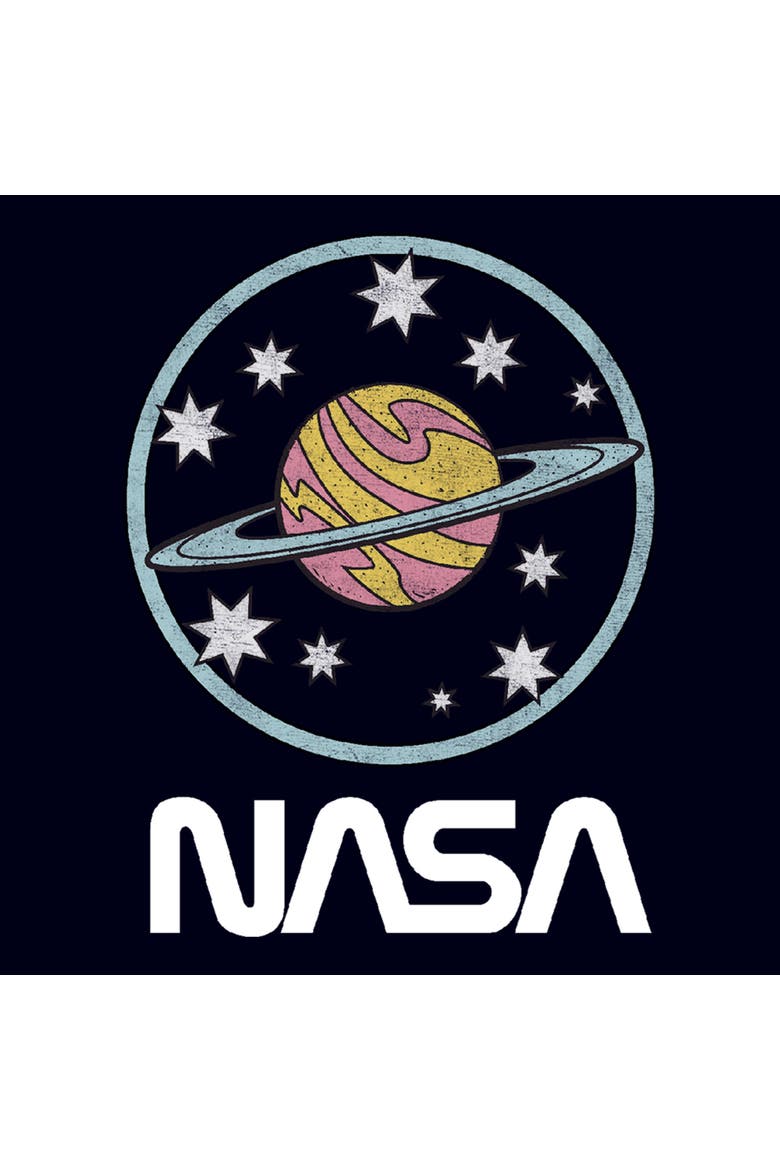 Junior's NASA Retro Saturn  Graphic T-Shirt, Alternate, color, Navy Blue