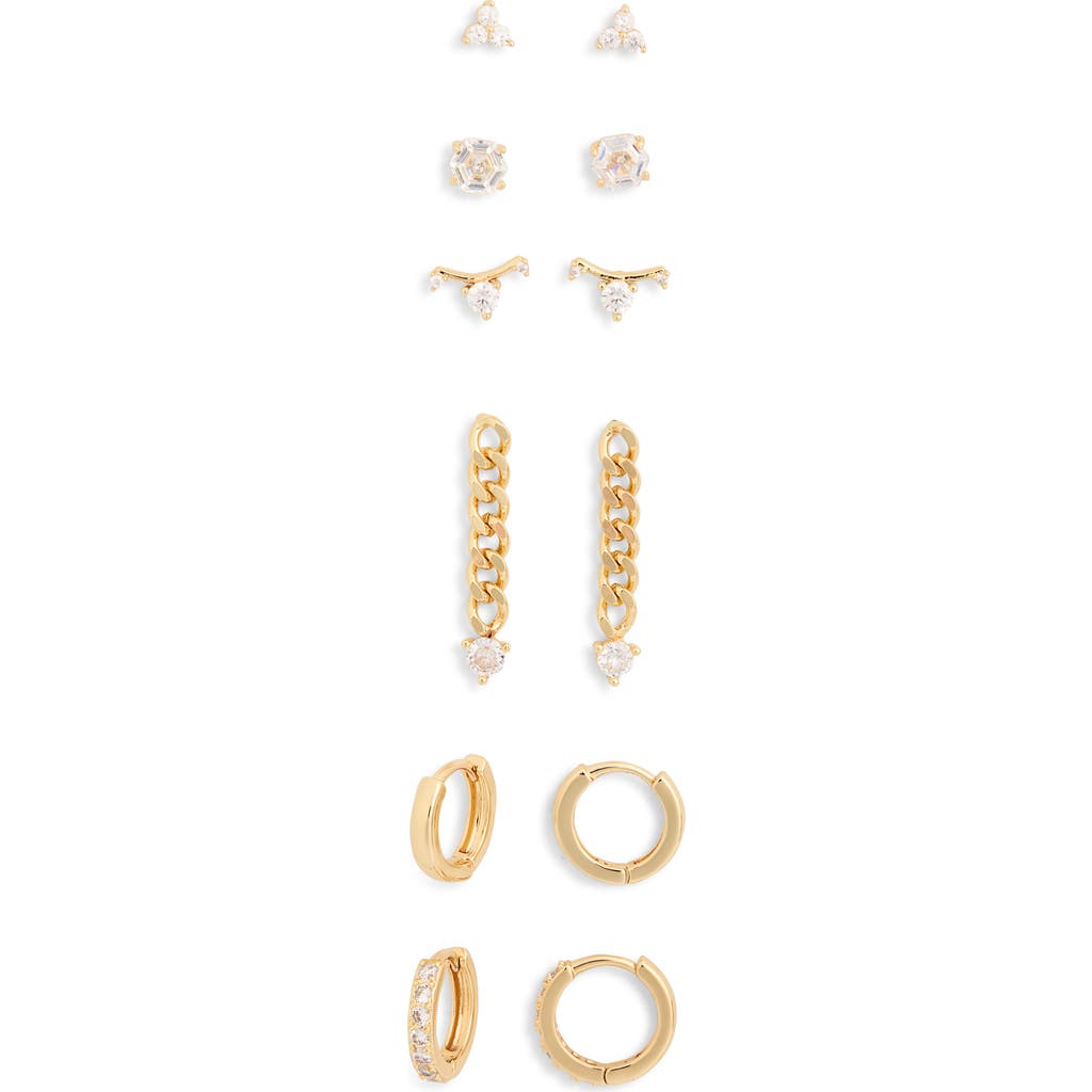 NORDSTROM RACK NORDSTROM RACK SET OF 6 CUBIC ZIRCONIA ASSORTED STUD, DROP & HUGGIE HOOP EARRINGS
