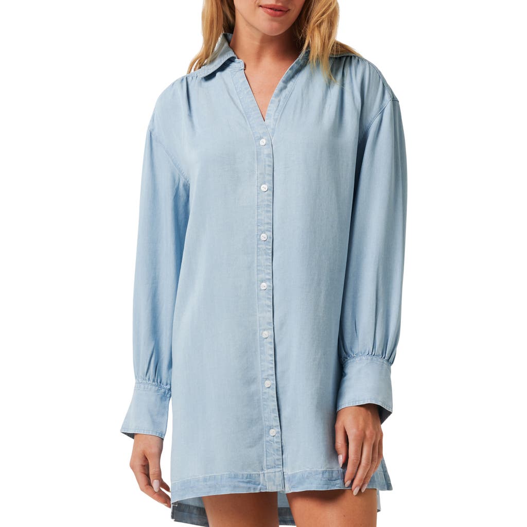 Travismathew Long Sleeve Chambray Mini Shirtdress In Light Wash