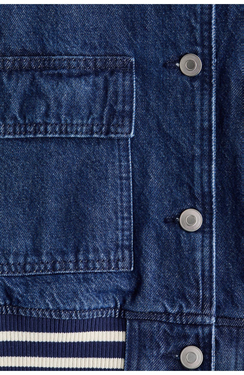H&M Denim Baseball Jacket, Alternate, color, Dark Denim Blue