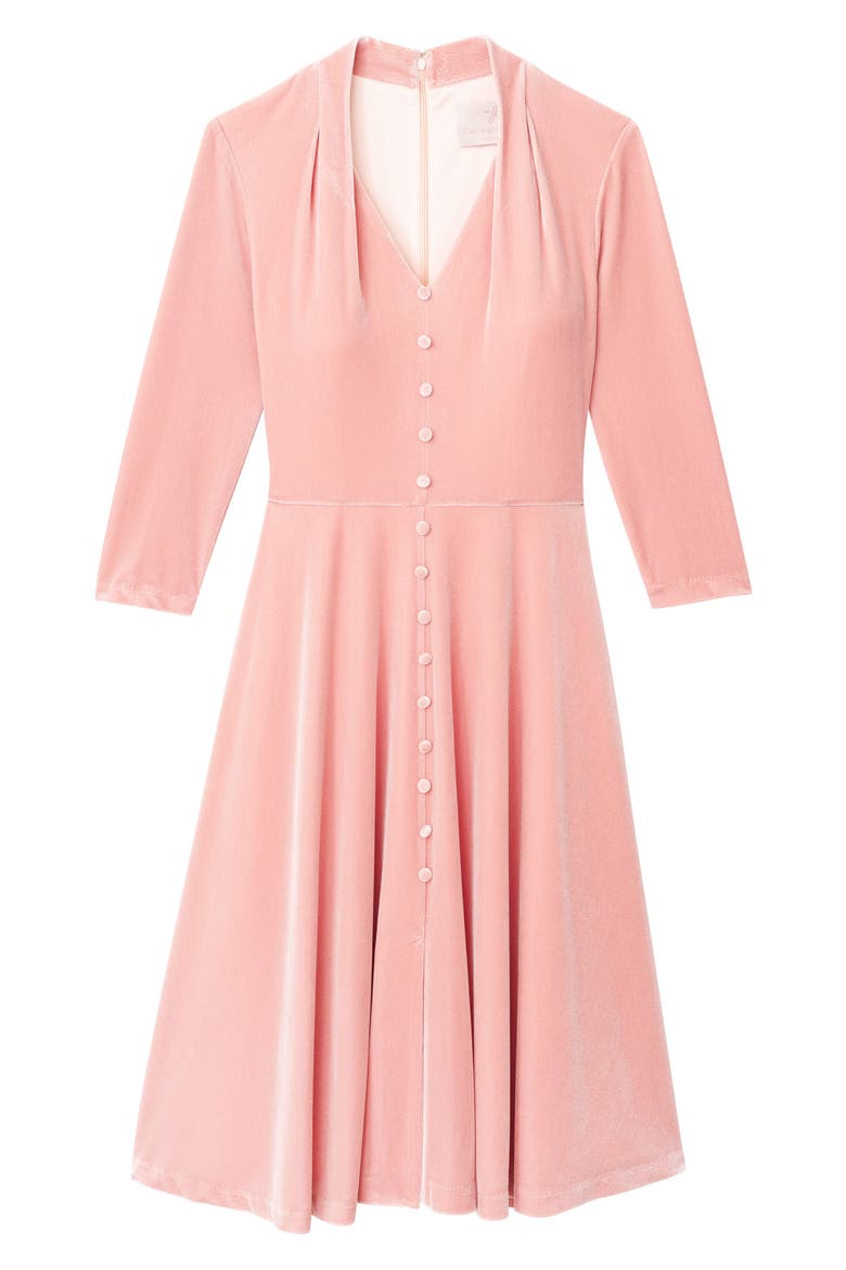 Joy Button Front Velvet Dress, Alternate, color, PINK