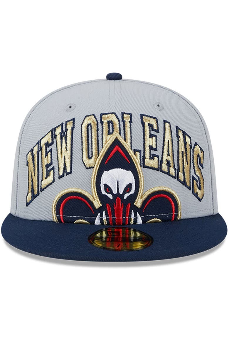 Men's New Era Gray/Navy New Orleans Pelicans Tip-Off Two-Tone 59FIFTY Fitted Hat, Alternate, color, Gray
