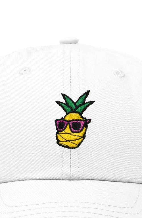 Dalix Pineapple Embroidered Dad Hat In White