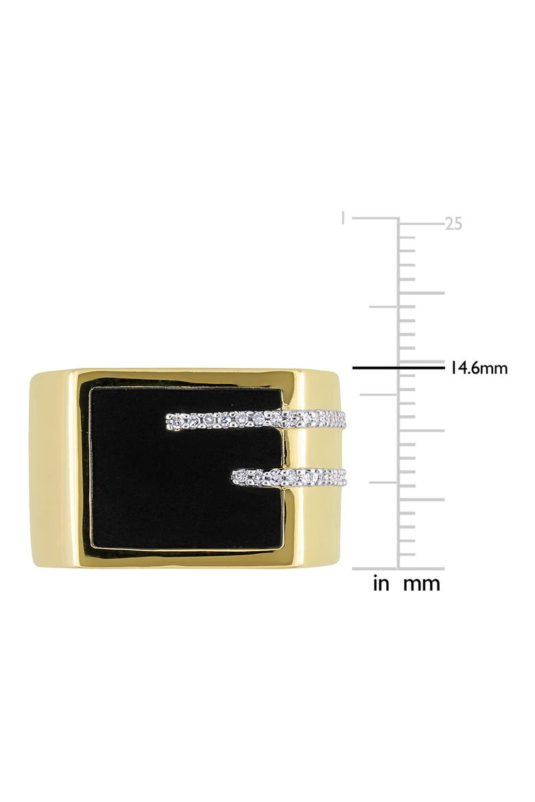 Men's Square Black Onyx & Diamond Ring - 0.13ct., Alternate, color, BLACK
