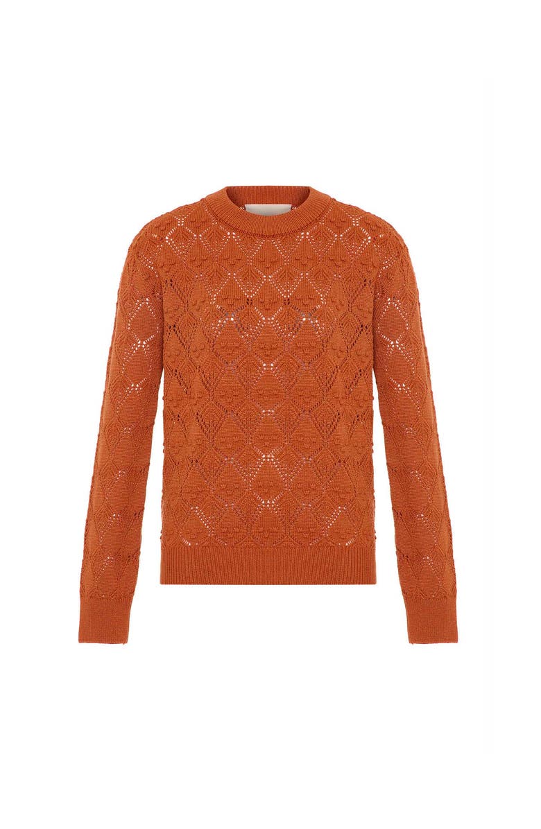 THEO The Label Ersa Pointelle Argyle Pullover, Main, color, Amber Sky