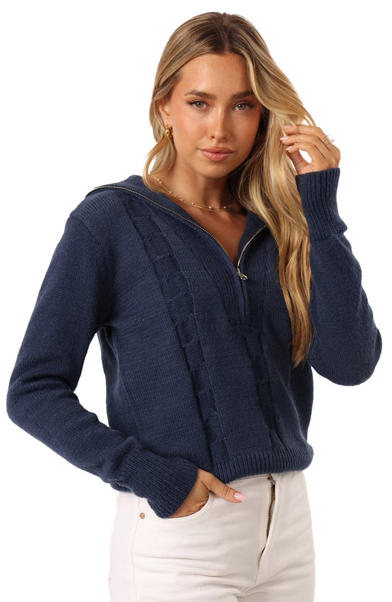 Petal & Pup Viara Half Zip Sweater, Alternate, color, Navy