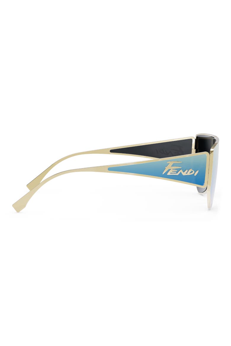 'Fendi Disco 68mm Geometric Sunglasses, Alternate, color, GOLD / BLUE MIRROR