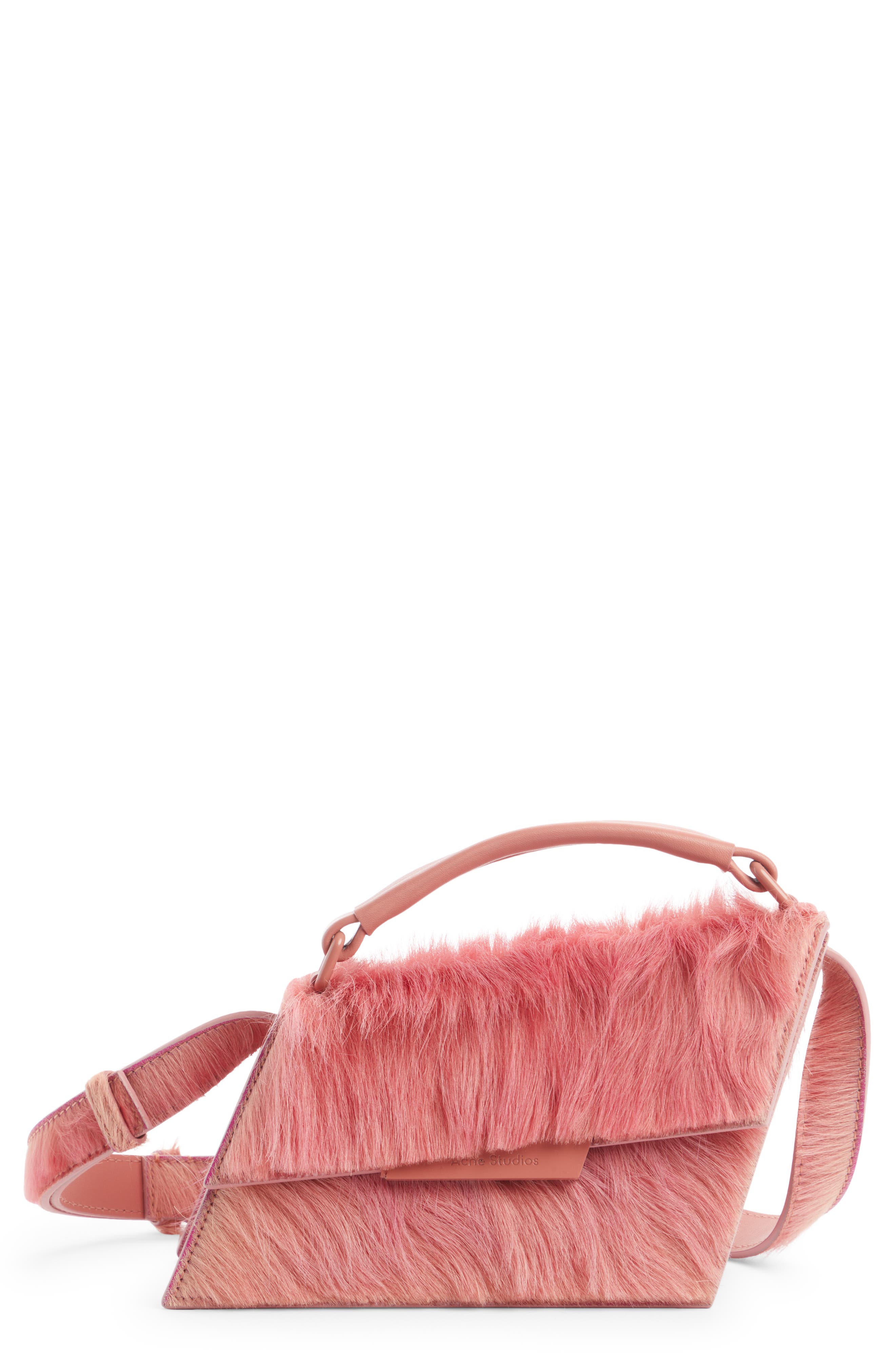 Acne Studios Mini Distortion Genuine Calf Hair Shoulder Bag, Main, color, 