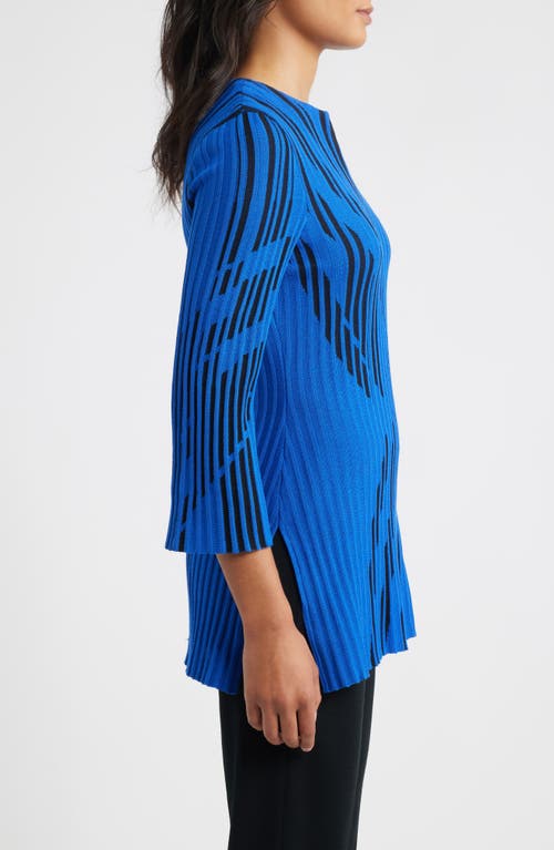 Ming Wang Dual Tone Rib Knit Tunic Top In Multi
