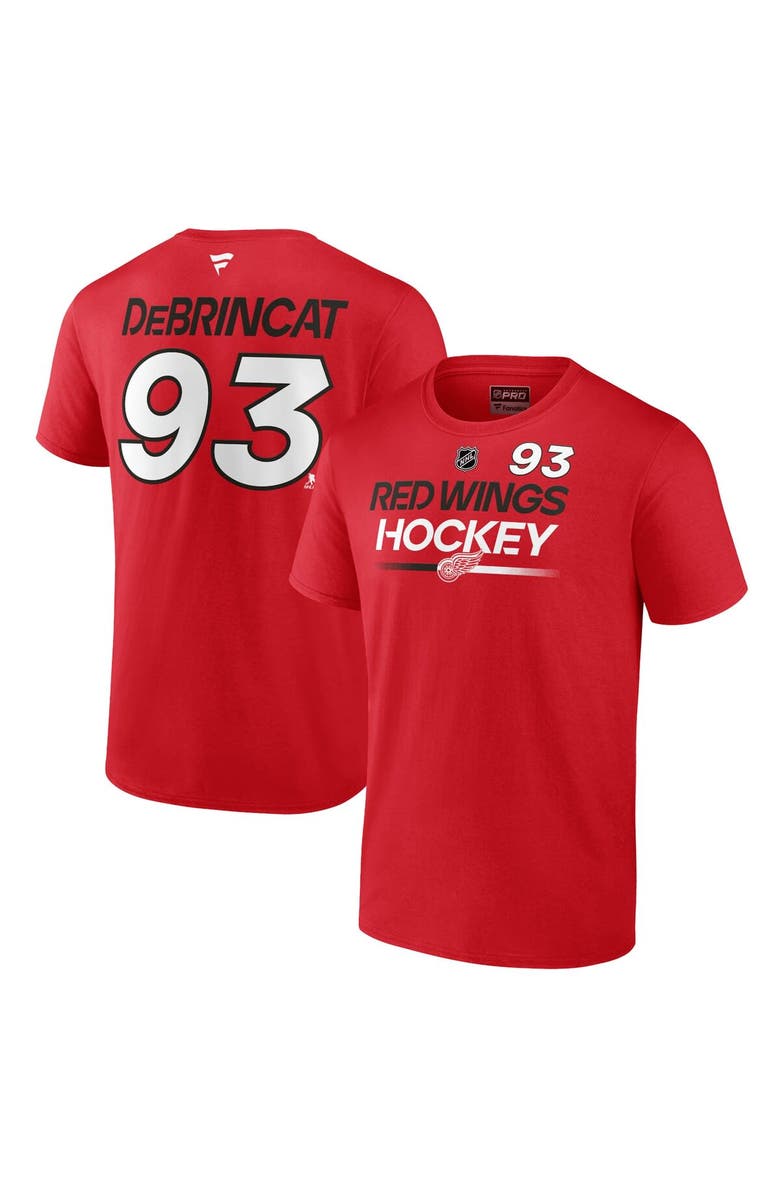FANATICS Men's Fanatics Branded Alex DeBrincat Red Detroit Red Wings Authentic Pro Prime Name & Number T-Shirt, Alternate, color, Red