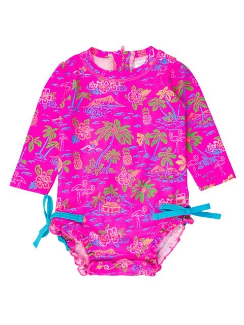 Baby Girls Long Sleeve UPF50+ One Piece Rash Guard