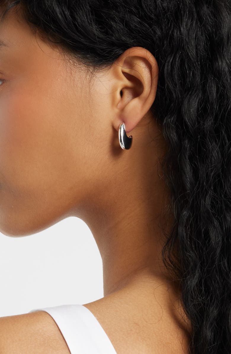 Open Edit Set of 3 Puffy Huggie Earrings, Alternate, color, Silver