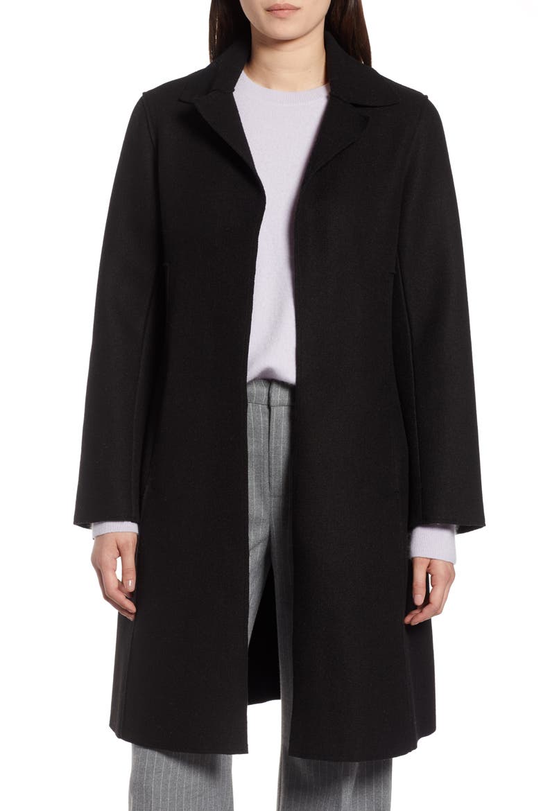 Raw Edge Wool-Blend Clutch Coat, Main, color, BLACK