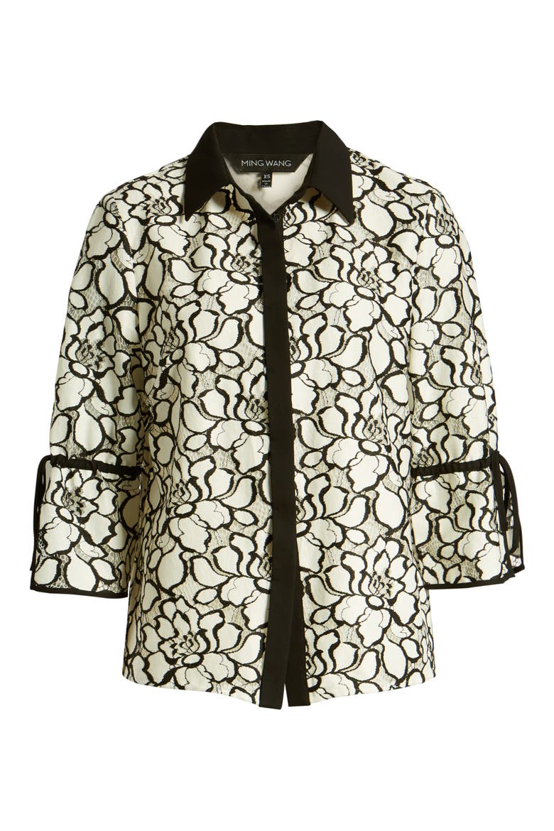 Lace Shirt, Alternate, color, WHITE/ BLACK