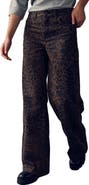 NEXT Animal Print High Waist Wide Leg Jeans