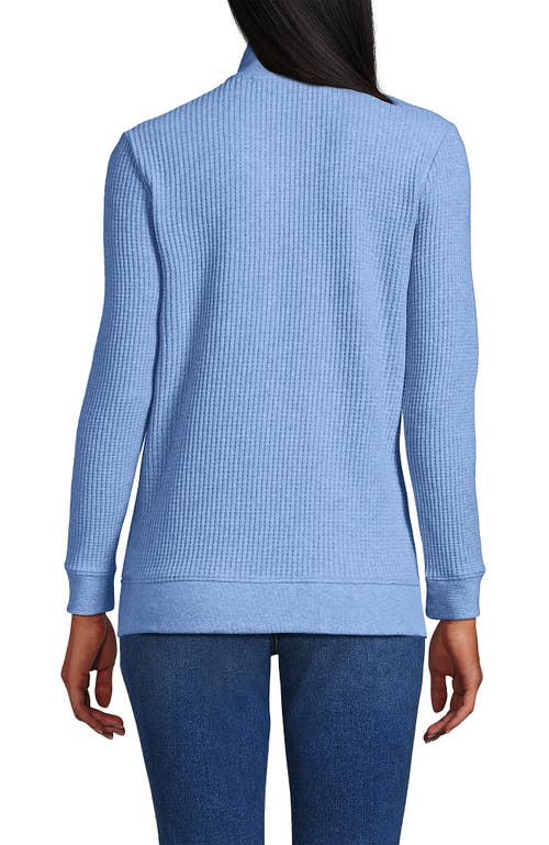 Lands' End Long Sleeve Waffle Quarter Zip Pullover In Blue