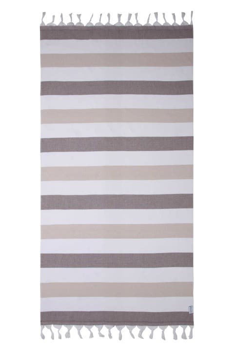Kapris Striped Organic Turkish Towel with Soft Terry Cloth Back