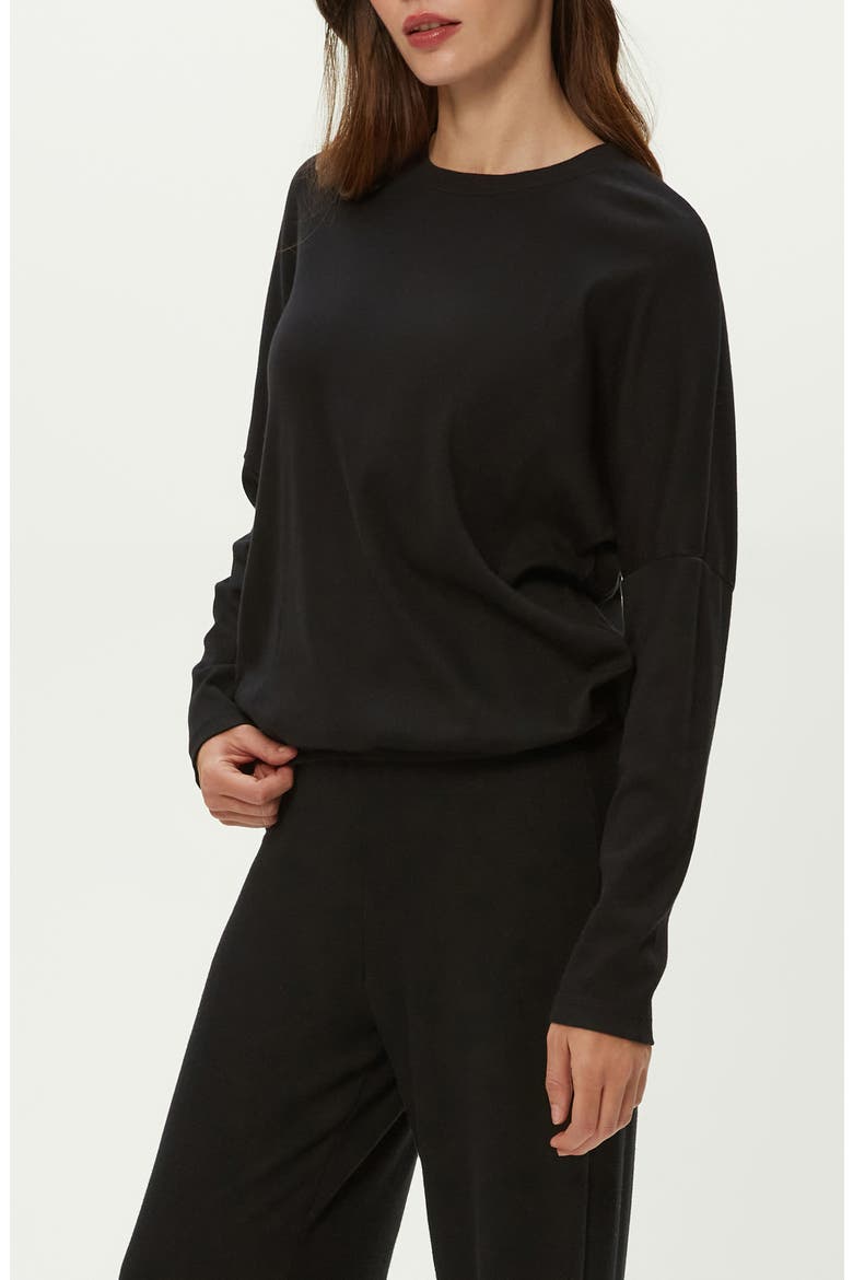 Kaley Long Sleeve Cotton & Modal T-Shirt, Alternate, color, BLACK