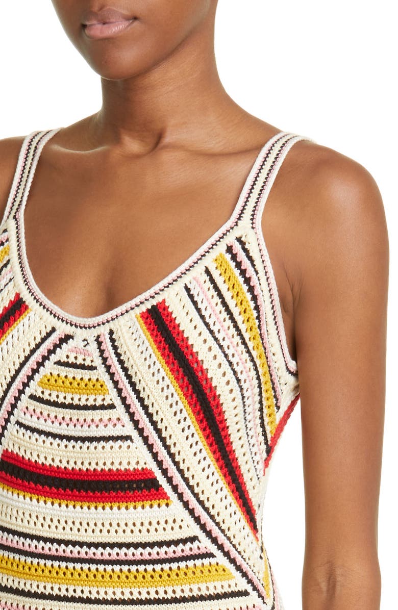 Zimmermann Stripe Cotton Open Stitch Cover-Up Maxi Dress, Alternate, color, 