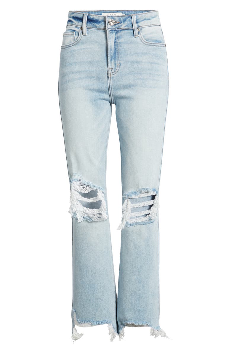 HIDDEN JEANS Distressed Chew Hem Straight Leg Jeans, Alternate, color, Medium Wash