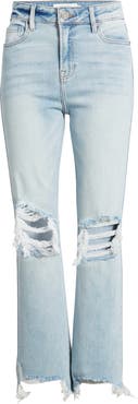 HIDDEN JEANS Distressed Chew Hem Straight Leg Jeans