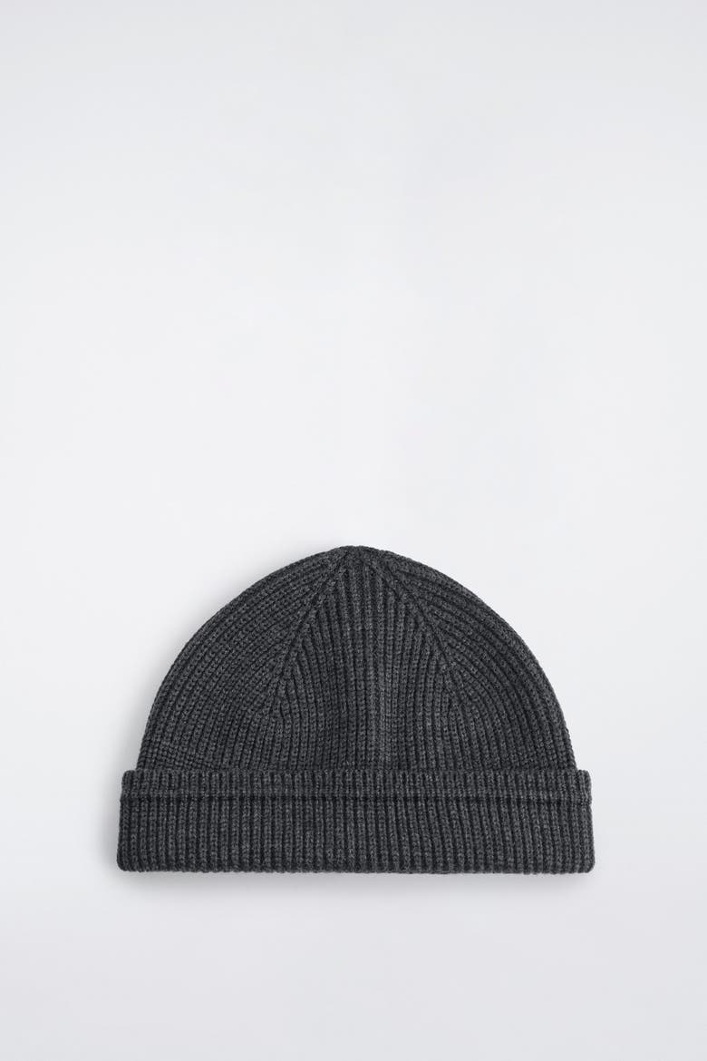 Ribbed Wool-Cotton Fisherman Beanie, Alternate, color, CHARCOAL MÉLANGE