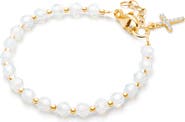 Tiny Blessings 14K Gold Shimmer Crystal with Cross Bracelet