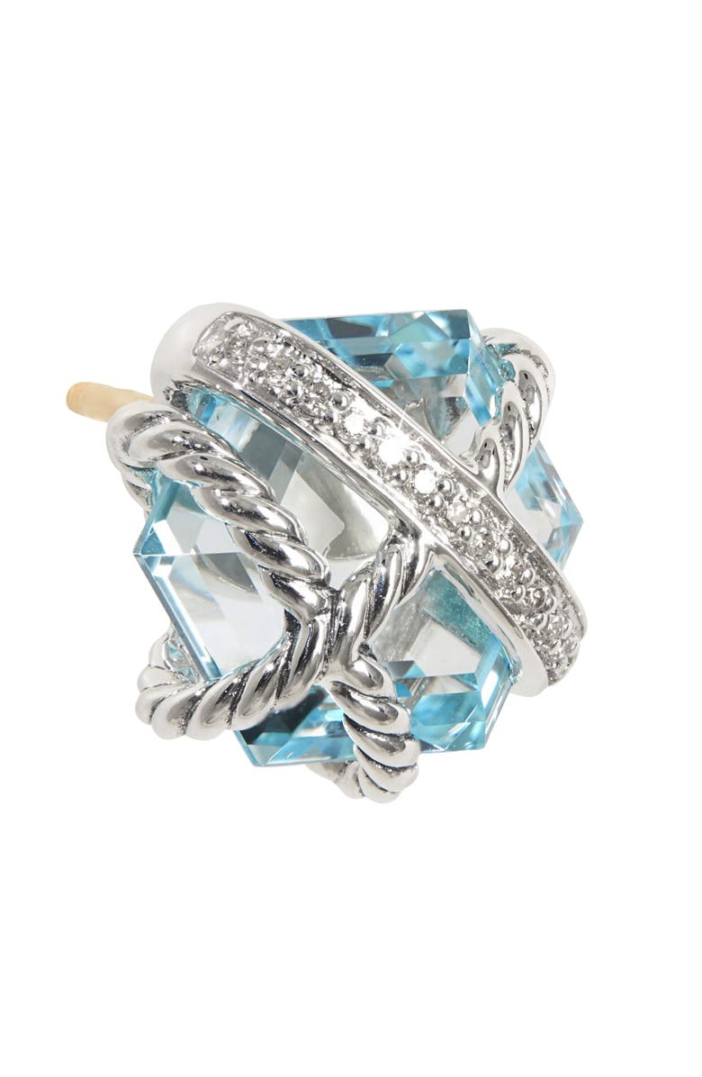 David Yurman Cable Wrap Earrings with Semiprecious Stones & Diamonds, Alternate, color, Blue Topaz