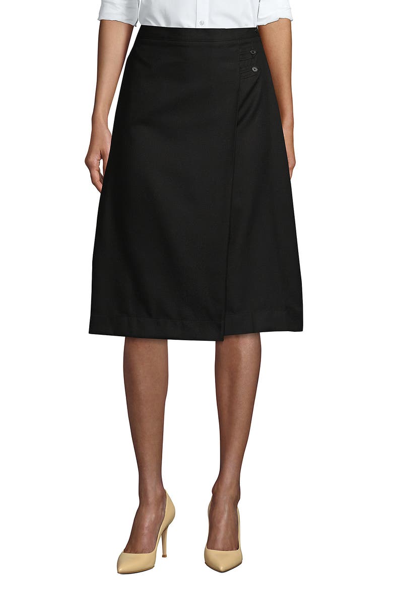 Lands' End School Uniform  Solid A-line Skirt Below the Knee, Main, color, Black