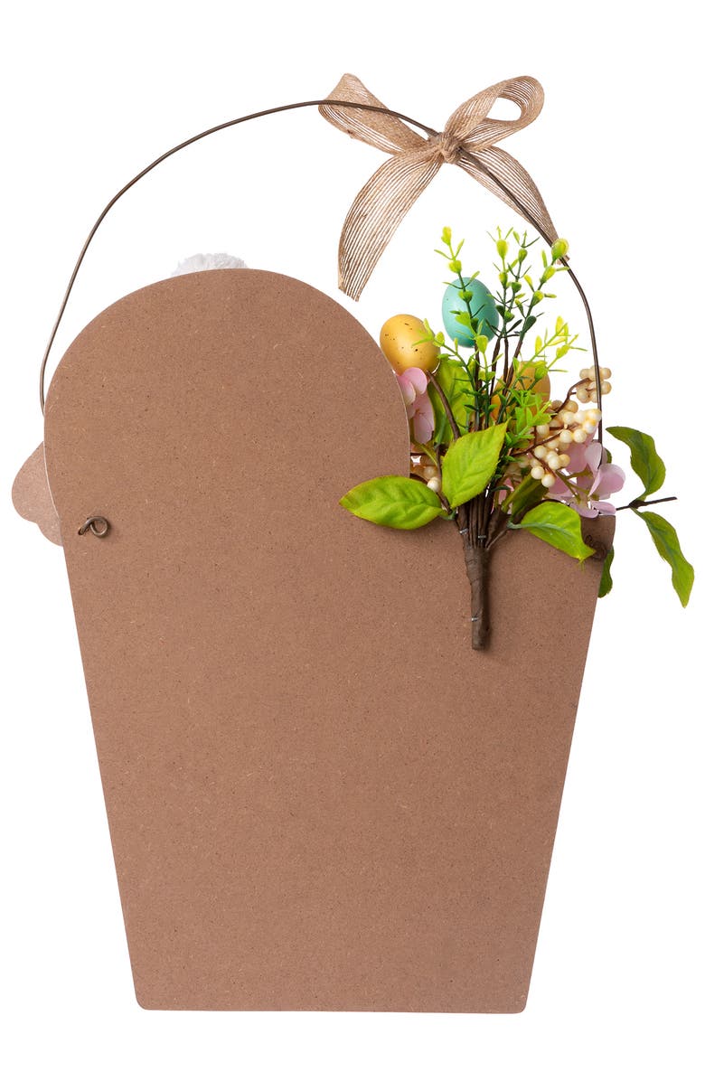 Glitzhome 18"H Easter Wooden Bunny Eggs Door Hanger, Alternate, color, Blue