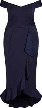 City Chic The Hypnotise Faux Wrap Midi Dress