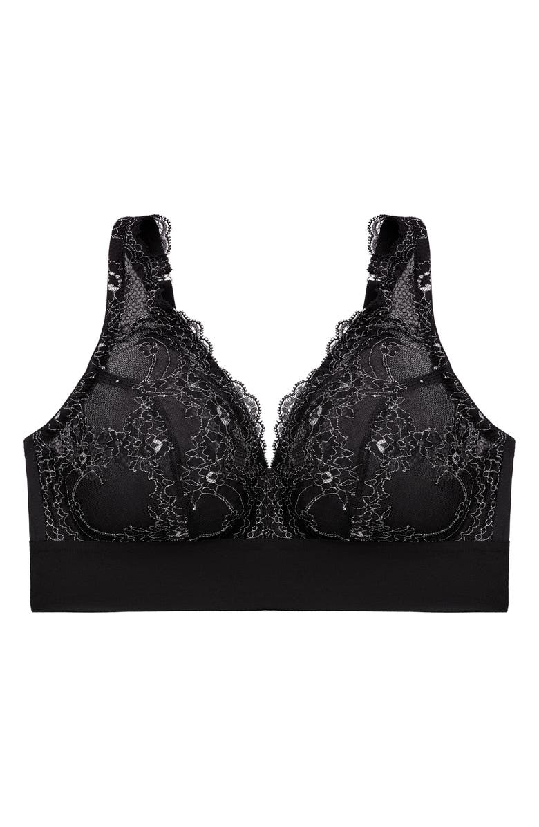 Glamorise Bramour Lexington Lace Plunge Bralette, Alternate, color, Black