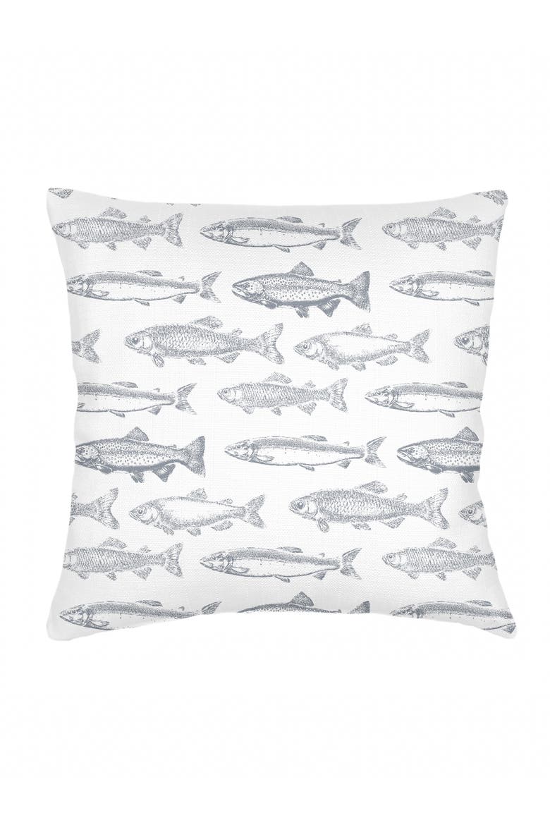 School of Fish Linen Pillow with Down Insert, Main, color, Grey