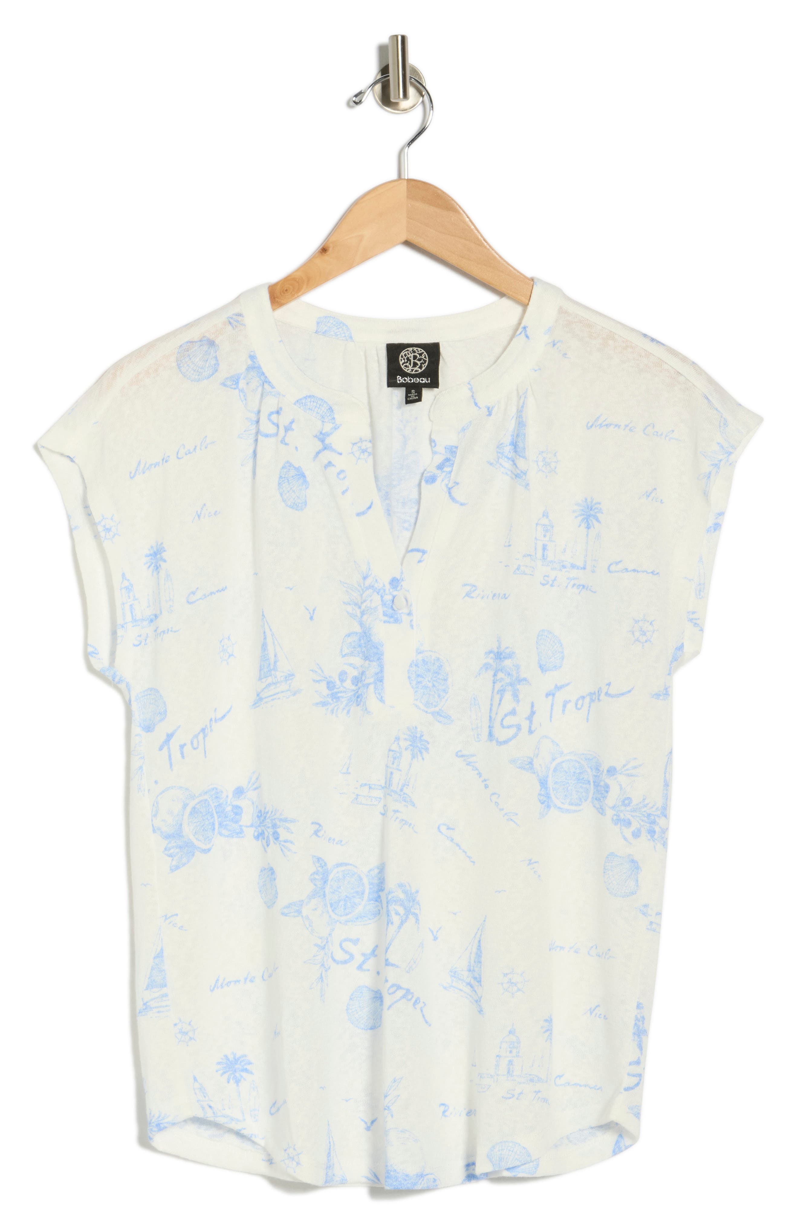 Bobeau Split Neck Top