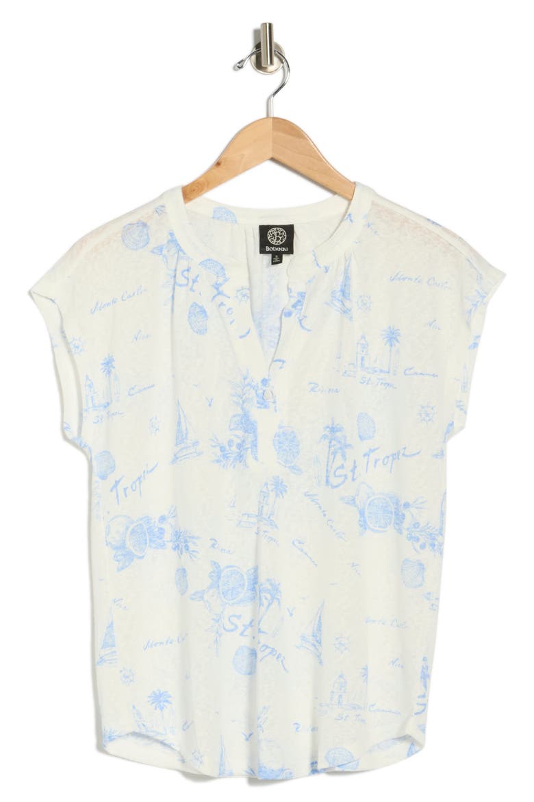 Split Neck Top, Alternate, color, WHITE/ ULTRAMARINE-