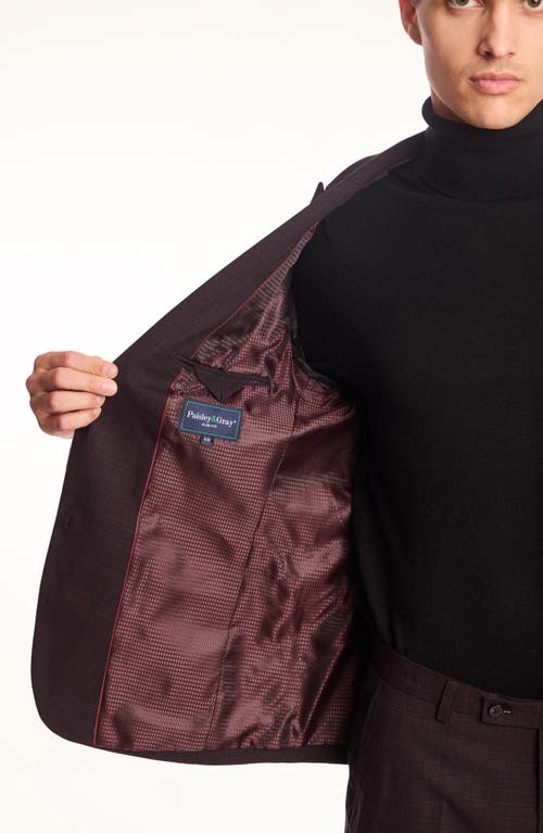Paisley & Gray Ashton Slim Fit Burgundy Grid Blazer In Purple
